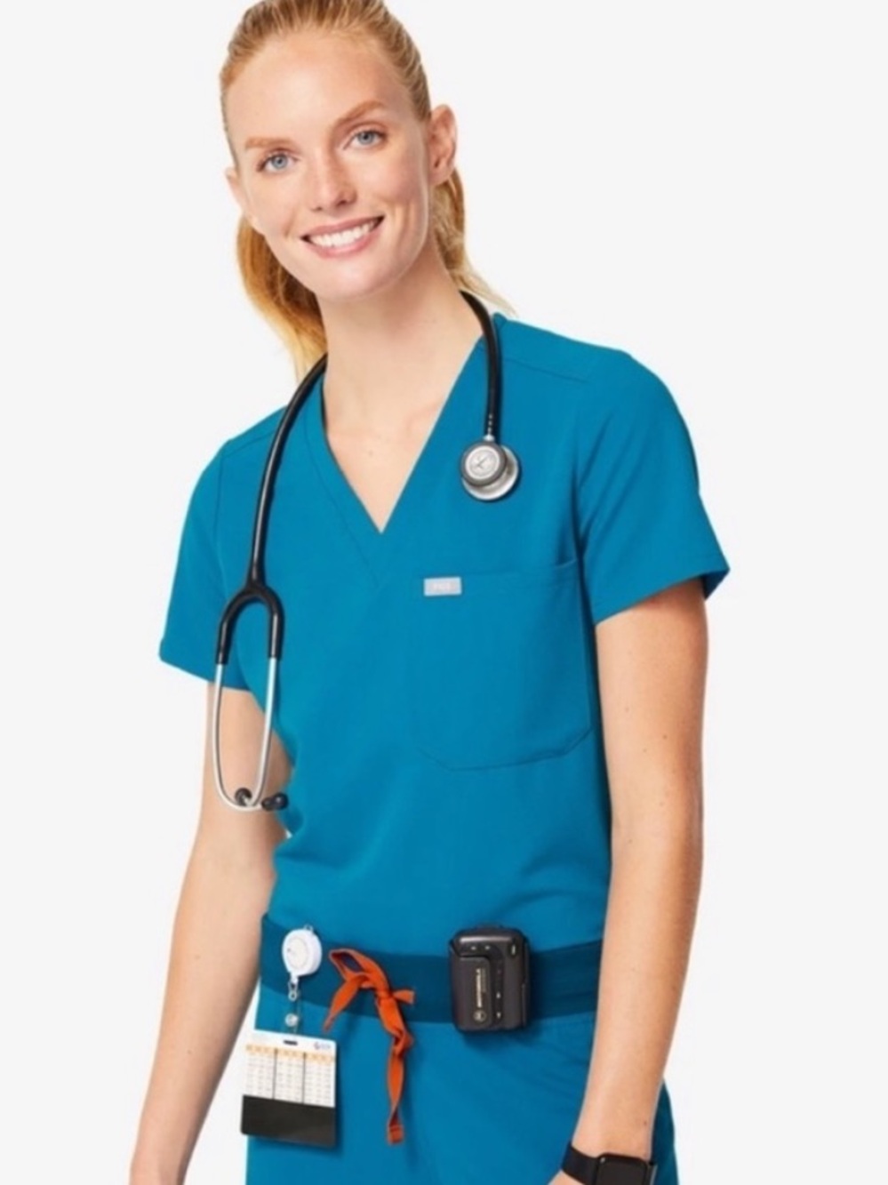 FIGS Catarina One-Pocket Scrub Top - Alps Blue